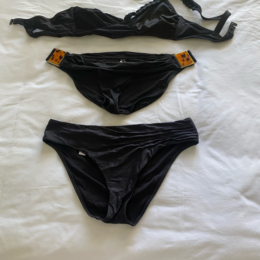 La Perla Black One-Shoulder Bikini Top and bottom